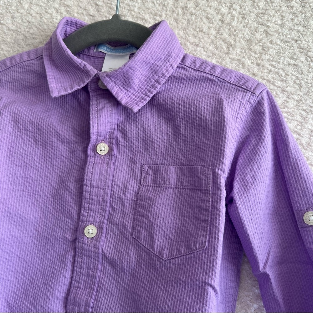 Janie And Jack Toddler Boys Vintage Button Purple Dress Shirt Size 18-24 Months - Picture 6 of 7